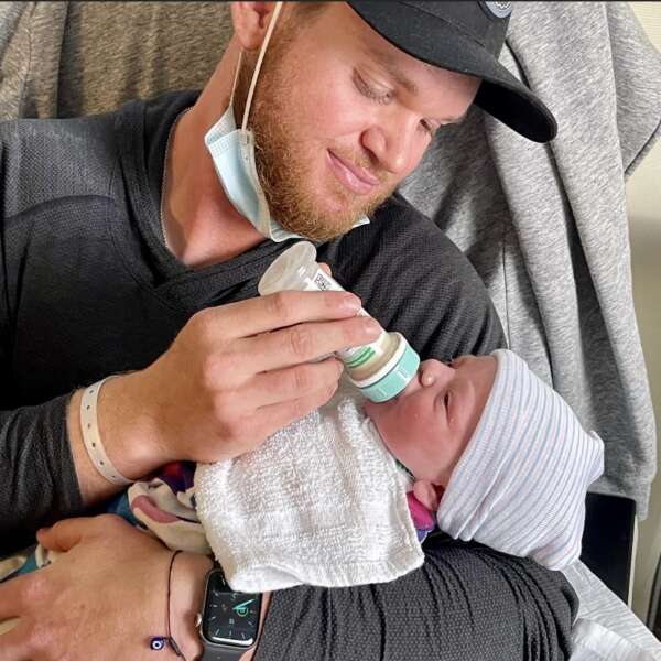 Coach Connor Hornsby and wife Kelly their first baby boy