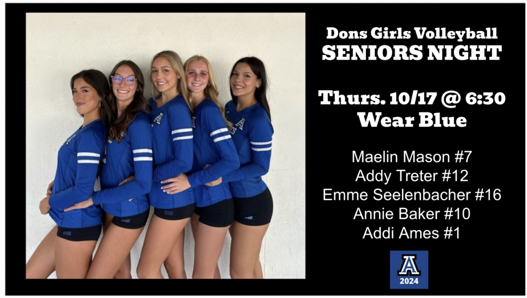 Girls Varsity Volleyball Senior Night! 