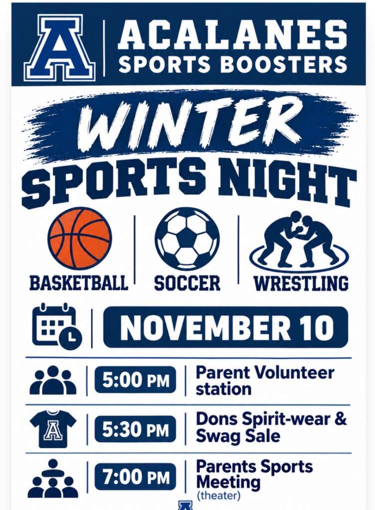 November 10 is Winter Sports and Parent Volunteer Clearance Night!